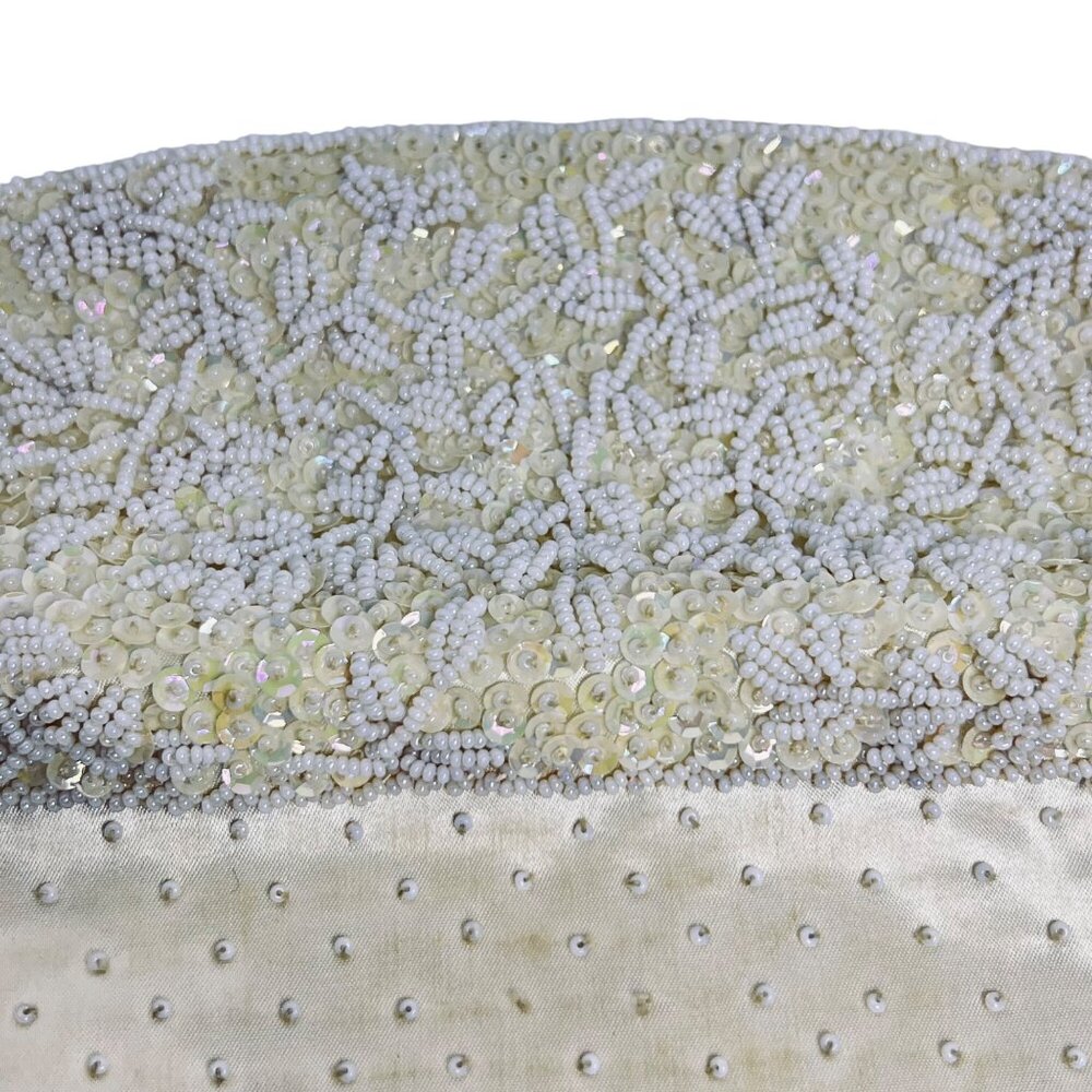 La Regale Ltd Ivory Beaded & Sequined Evening Bag Made In Hong Kong (5907) - Picture 11 of 15